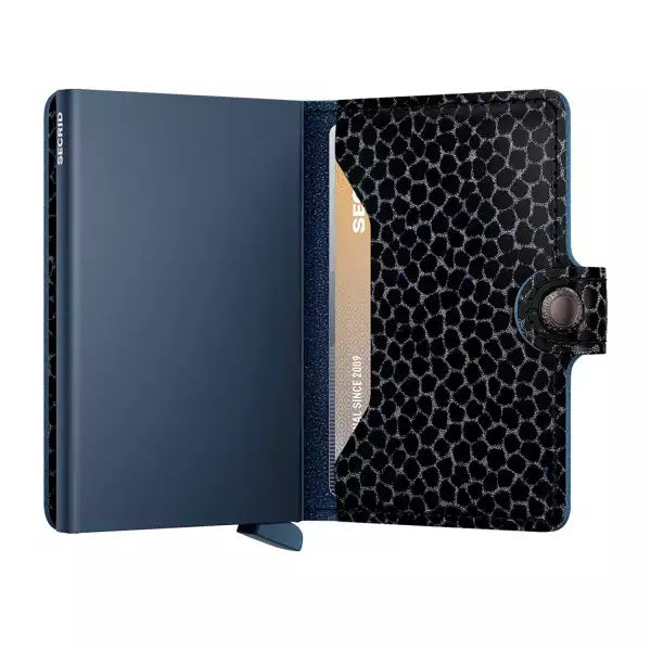 Secrid Wallets Giraffina Blue Secrid Miniwallet  Flocked Leather