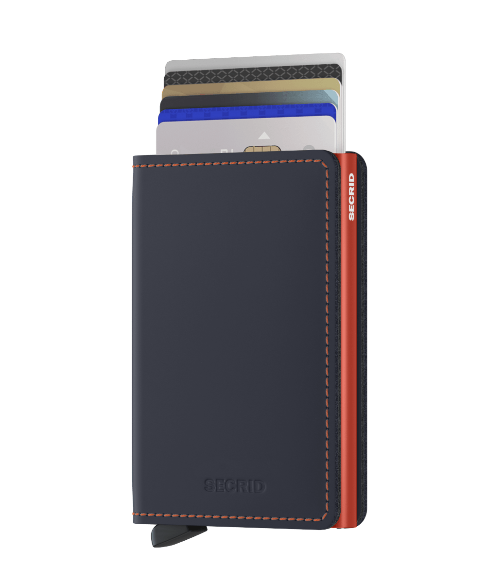 Secrid Wallet Night Blue Orange Secrid Slimwallet Matte Leather