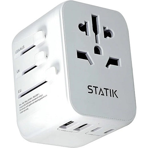 Statik GloboCharge 12W Universal Travel Adapter – Weltweit Stecker Für über 200 Länder Mit 4 USB-Anschlüssen