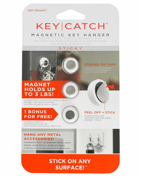 Keysmart Tools KeyCatch Magnetic Key Rack Adhesive 3-Pack