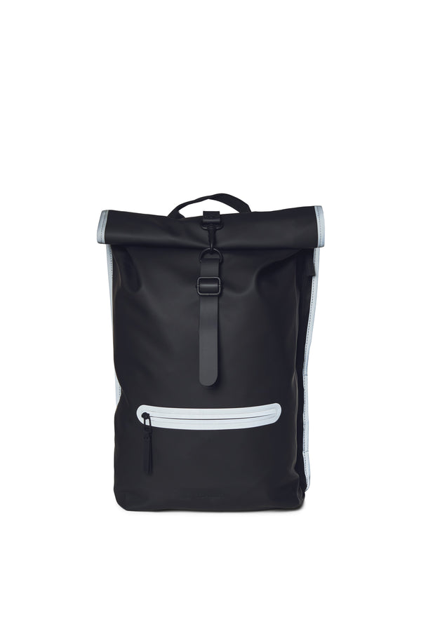 Rains Backpack 70 Black Reflective Rains Rolltop Rucksack Reflective